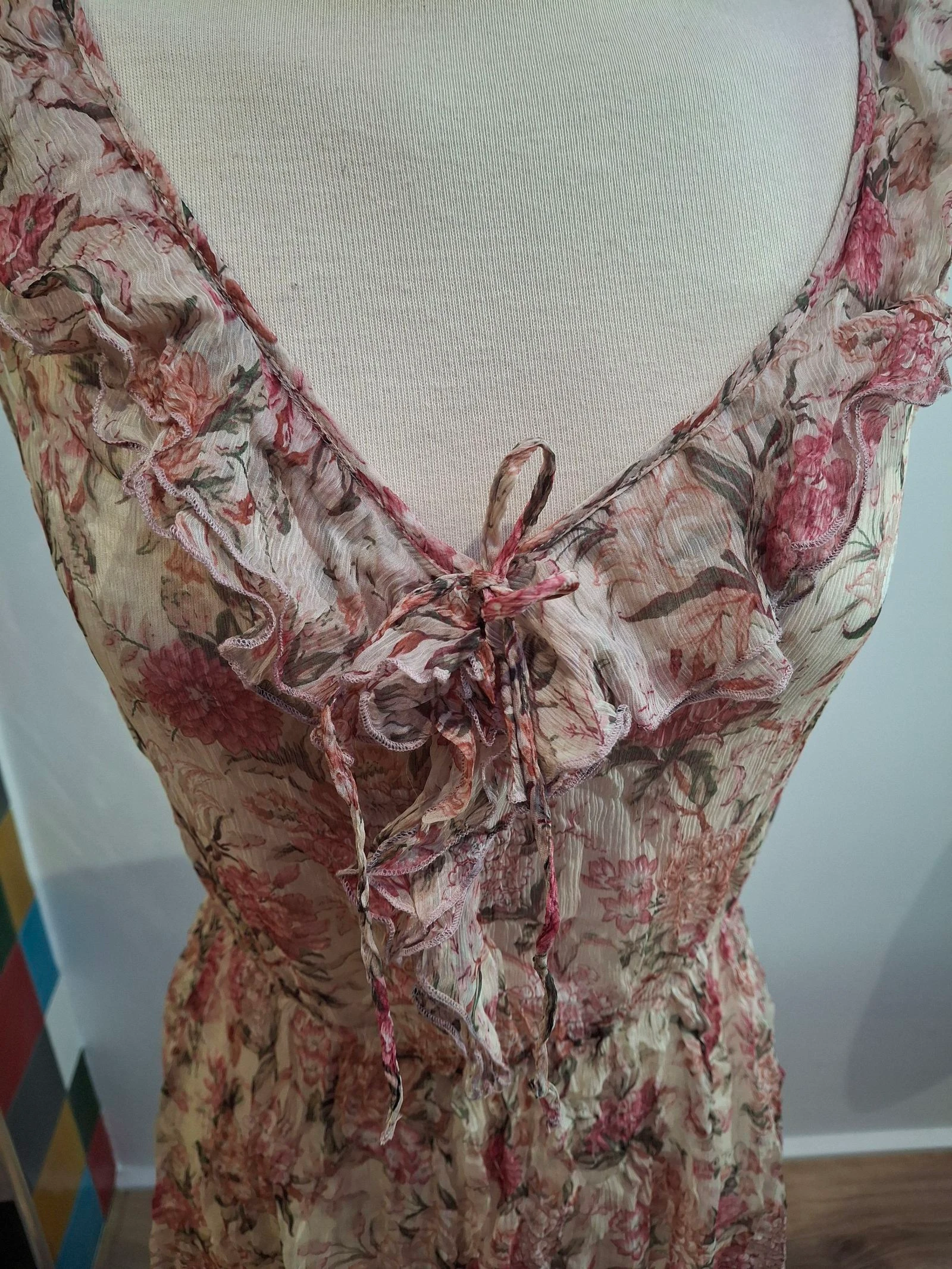 Vestido midi de seda/gasa Massimo Dutti – Estampado Floral Vintage (Tamanho M) – photo 2